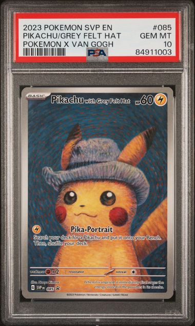 PSA 10 - 2023 POKEMON SVP EN-SV BLACK STAR PROMO #085 PIKACHU/GREY FELT HAT POKEMON X VAN GOGH